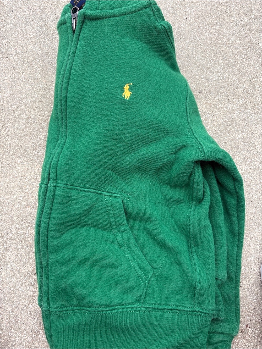 Ralph Lauren Green Zip-Up Sweatshirt with Yellow Pony